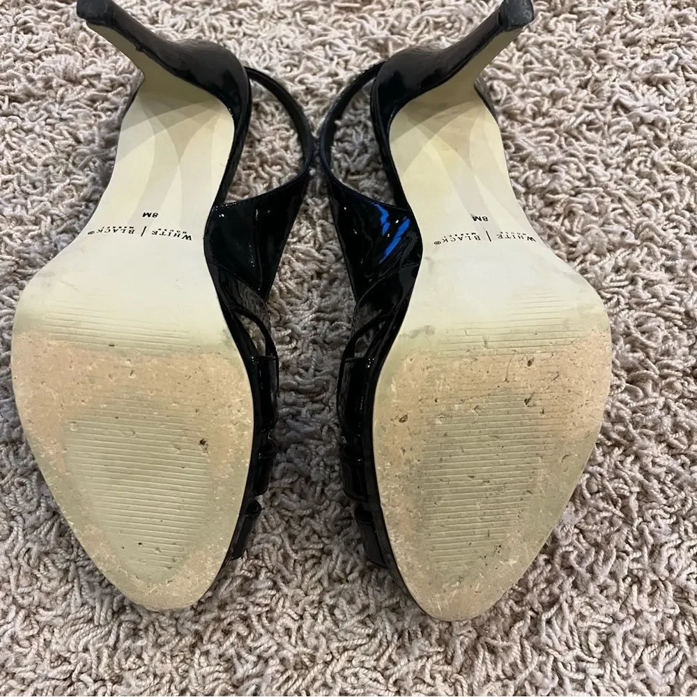 White House Black Market Kara Slingback Black Platform Sandals Size 8M